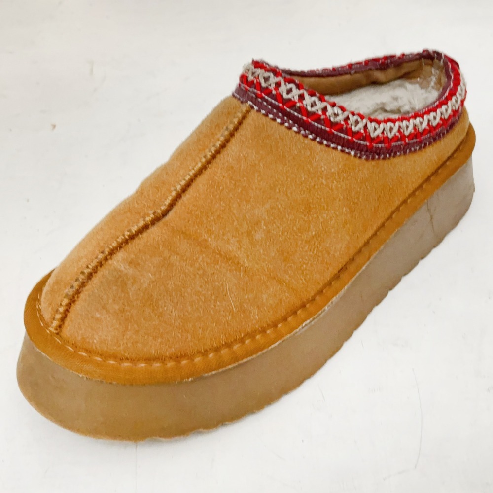 UGG Platform Slippers Womens 9 Tan Tasman Tazz Suede Cozy Mules